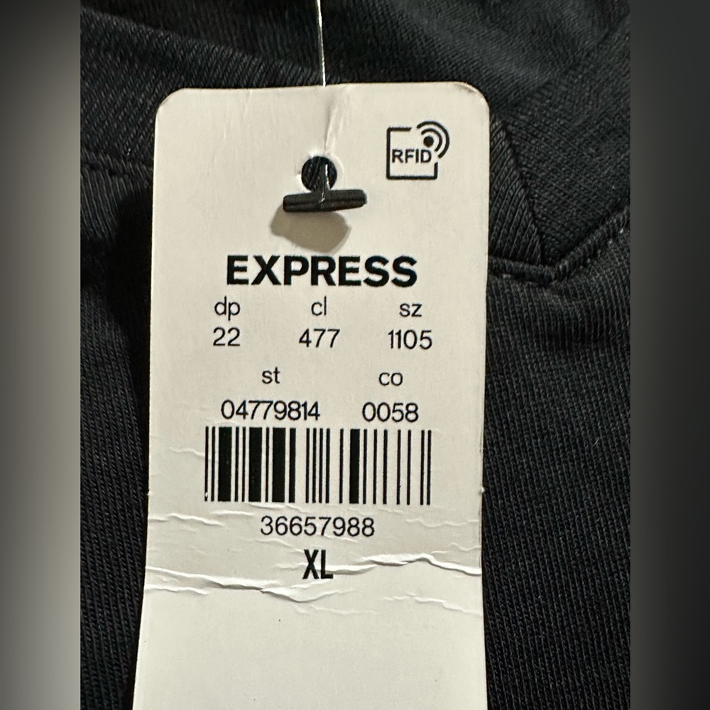 EXPRESS Pima cotton black short sleeve T-shirt size XL New - Picture 6 of 10